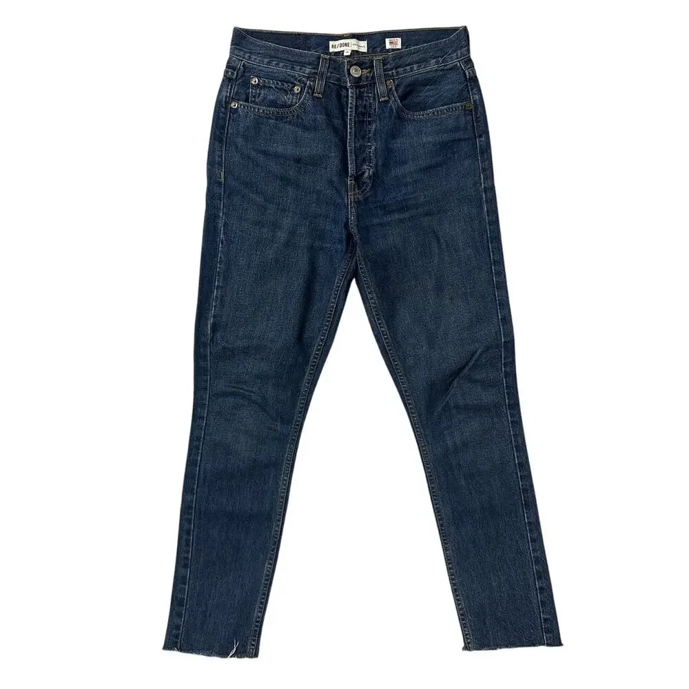 Re/Done High Waist Button Fly Straight Leg Jean